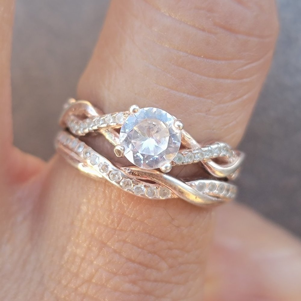 Beautiful rose gold vermeil 925 sterling silver wedding bridal engagement rings